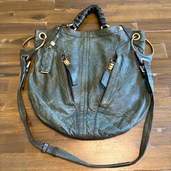 ORYANY Gwen Green Leather Hobo Boho Oversized Tote Shoulder Gypsy Carry All - Picture 1 of 13